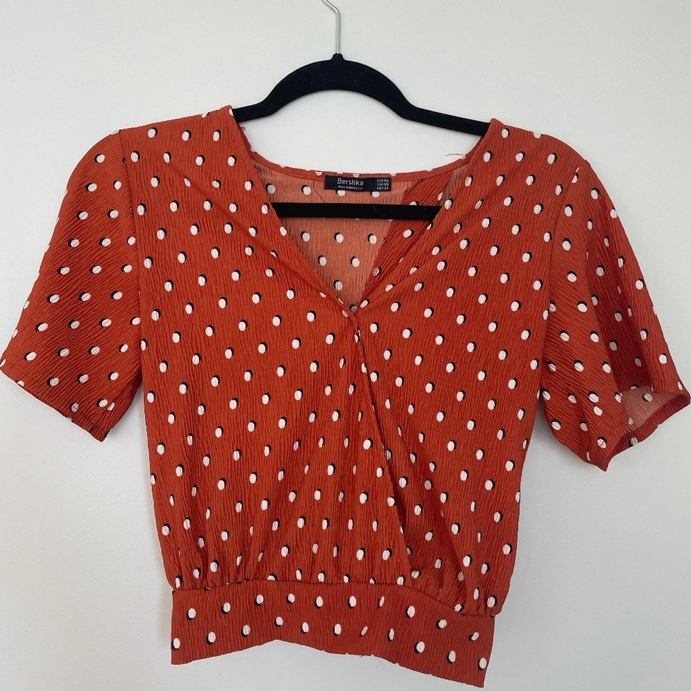 Red Polka Dot Tied Crop Top